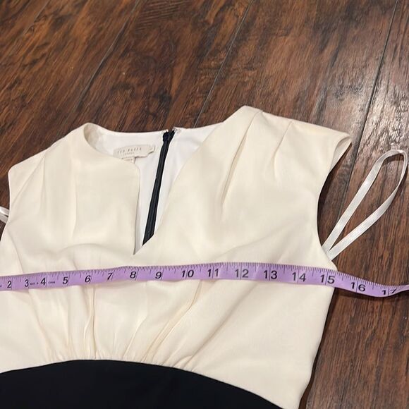 Ted Baker - Black and white evening dress 100% silk top portion size 1 US size 4 - Picture 6 of 11